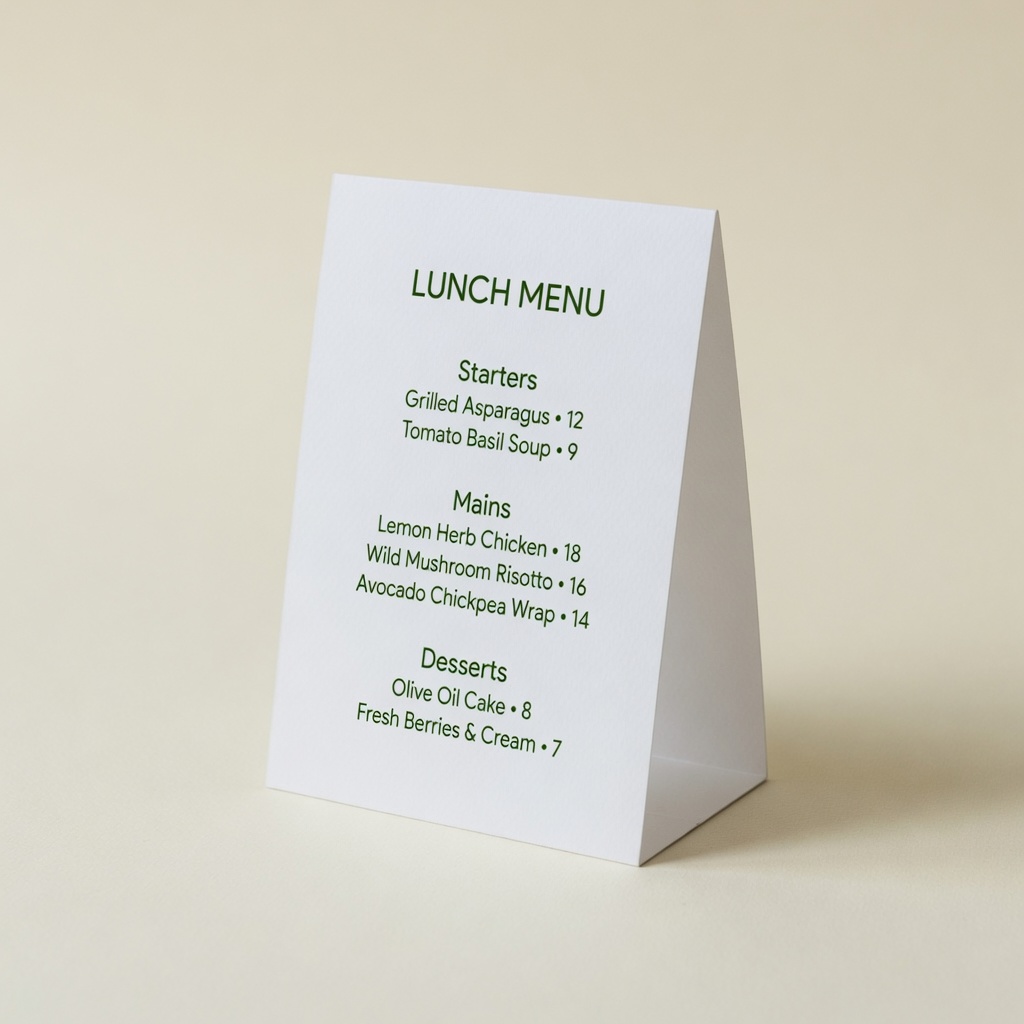 Menu / Cardápio Personalizado — ângulo — imagem ilustrativa