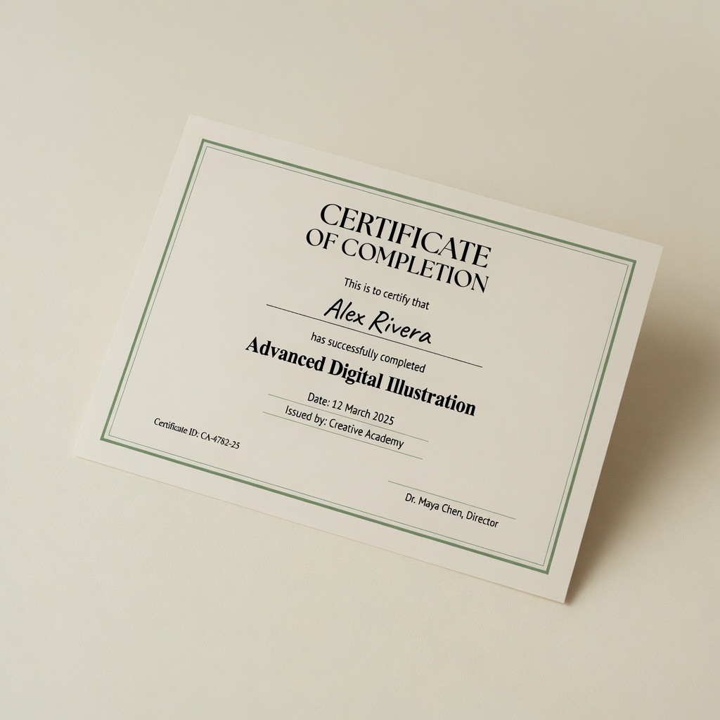 Certificado Personalizado (impressão) — ângulo — imagem ilustrativa