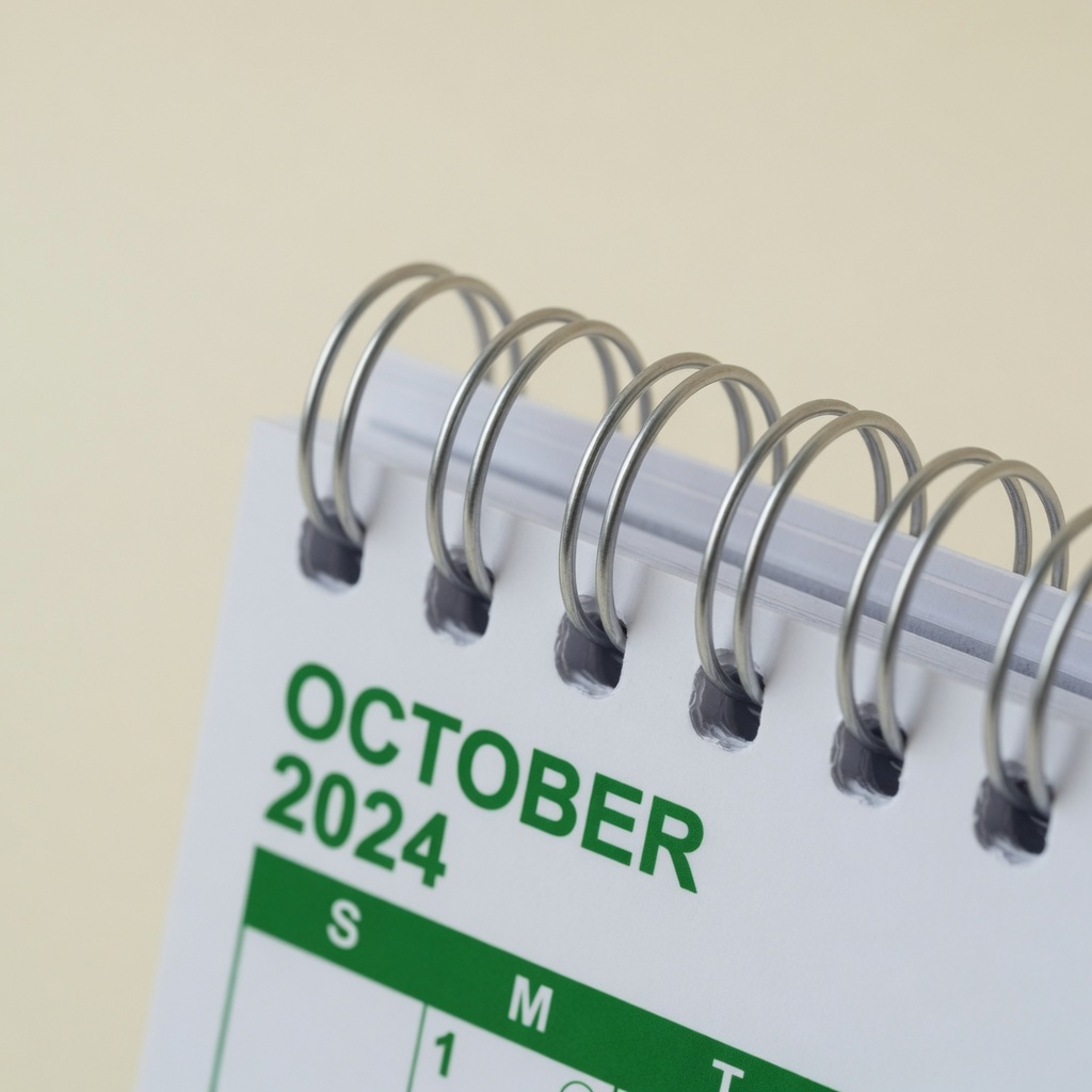 Calendário Personalizado (mesa ou parede) — detalhe wire-o — imagem ilustrativa